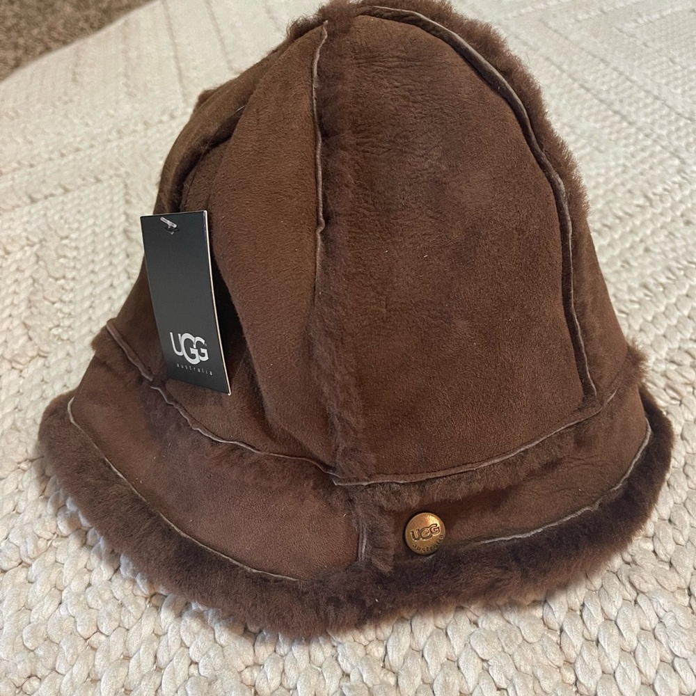 UGG Brown Shearling Bucket Hat
